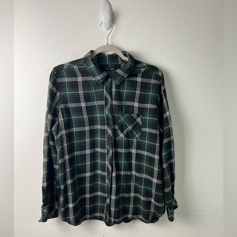 Well Worn Plaid Cotton Viscose Western Fall Winter Flannel Button Down